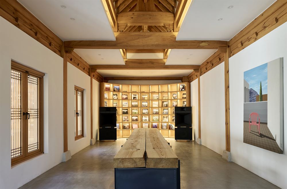 Music library filled with vinyl records